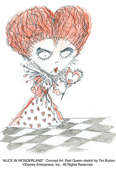 Red Queen, Sketch by Tim Burton
