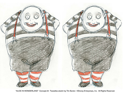 Trulala and Tralala, Sketch by Tim Burton